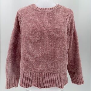 Alter'd‎ State Pink Crochet Knit Sweater Size XS Soft Crushed Velvet Dusty Pink